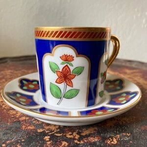 Fitz & Floyd Oriental Flower Demitasse Set